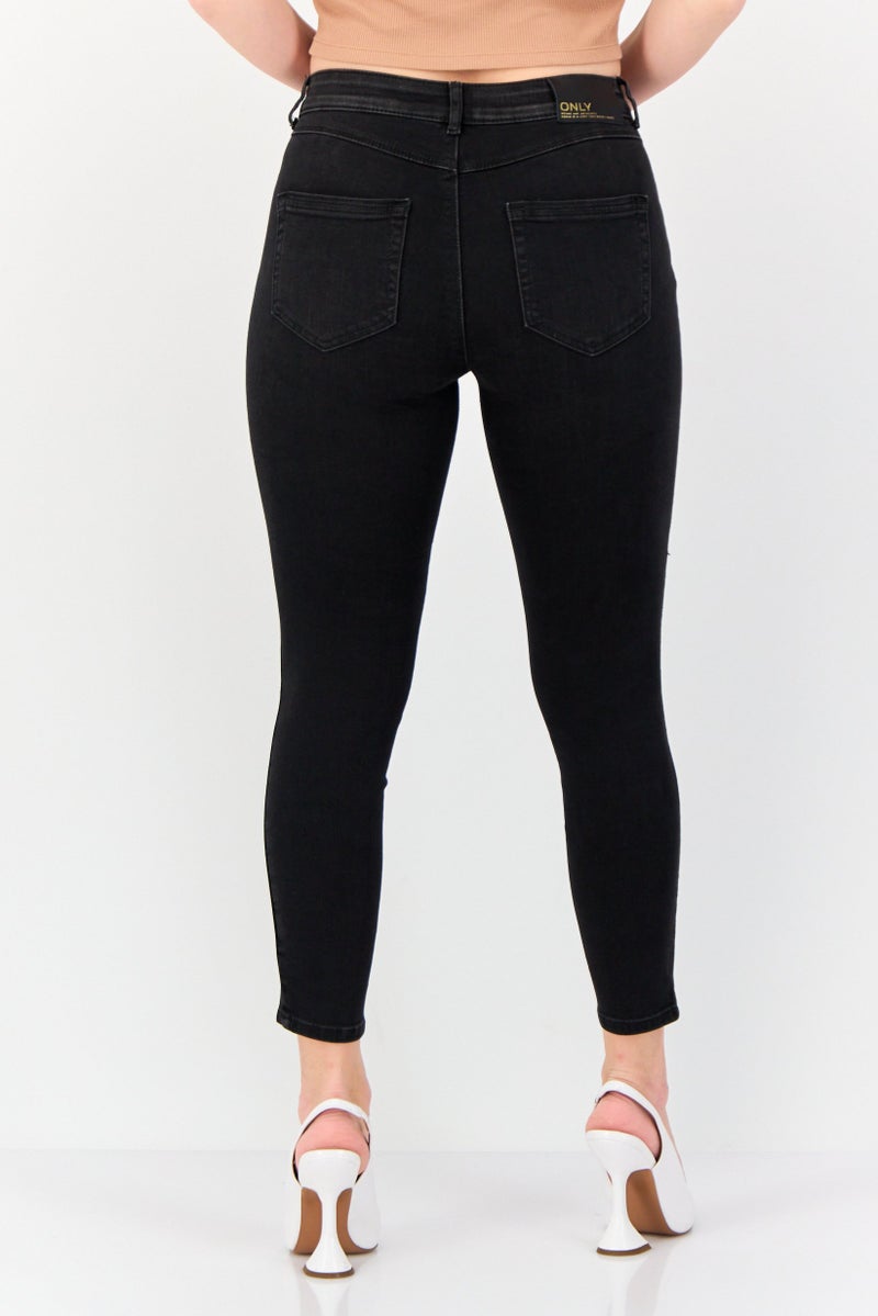 ONLY Women Skinny Fit Distressed  Stretchable Jeans, Black - Image 4