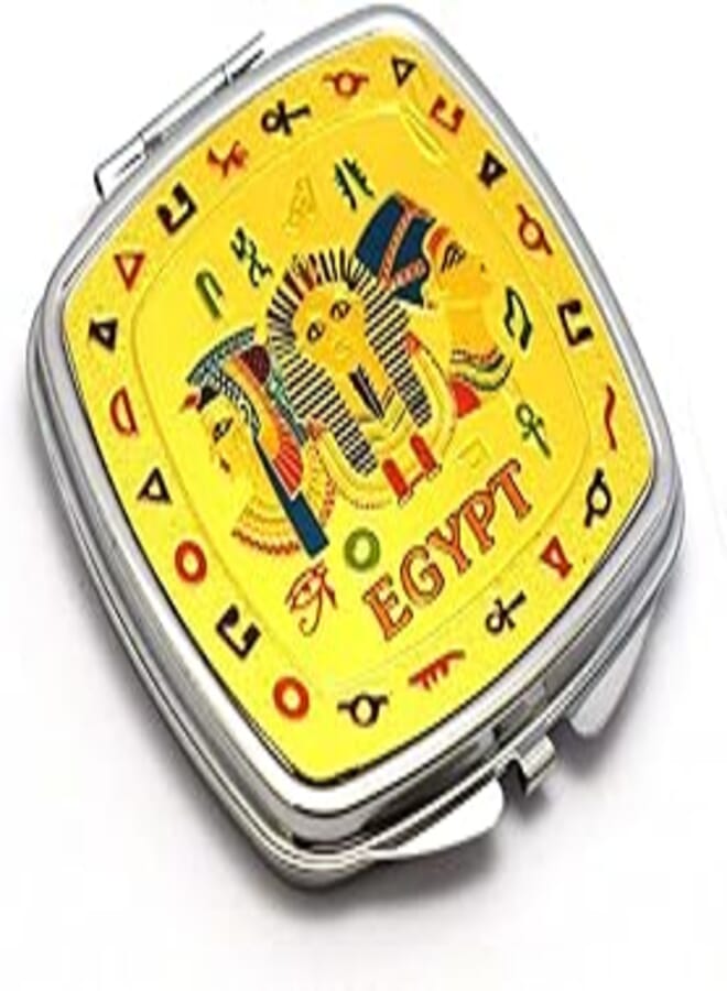 immatgar pharaonic Egyptian Kings Cosmetic makeup Mirror Egyptian souvenirs Gifts for Women Girls (Golden - Square)