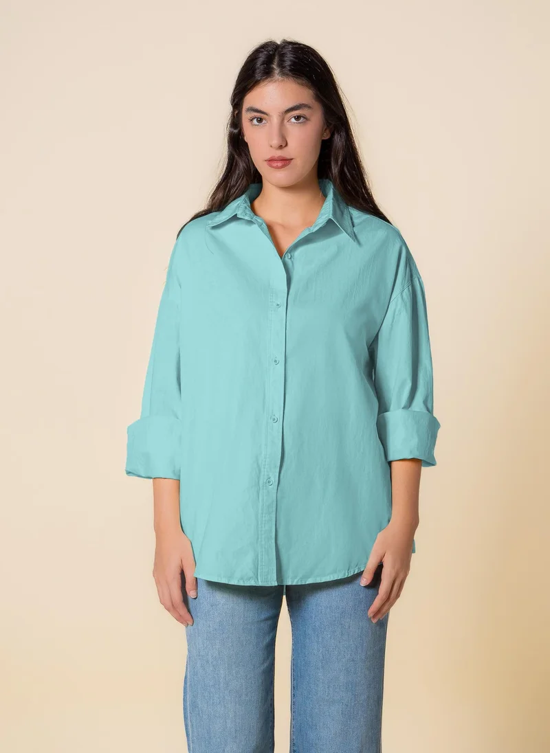 SHAPES DETAILED COTTON BLEND SHIRT
