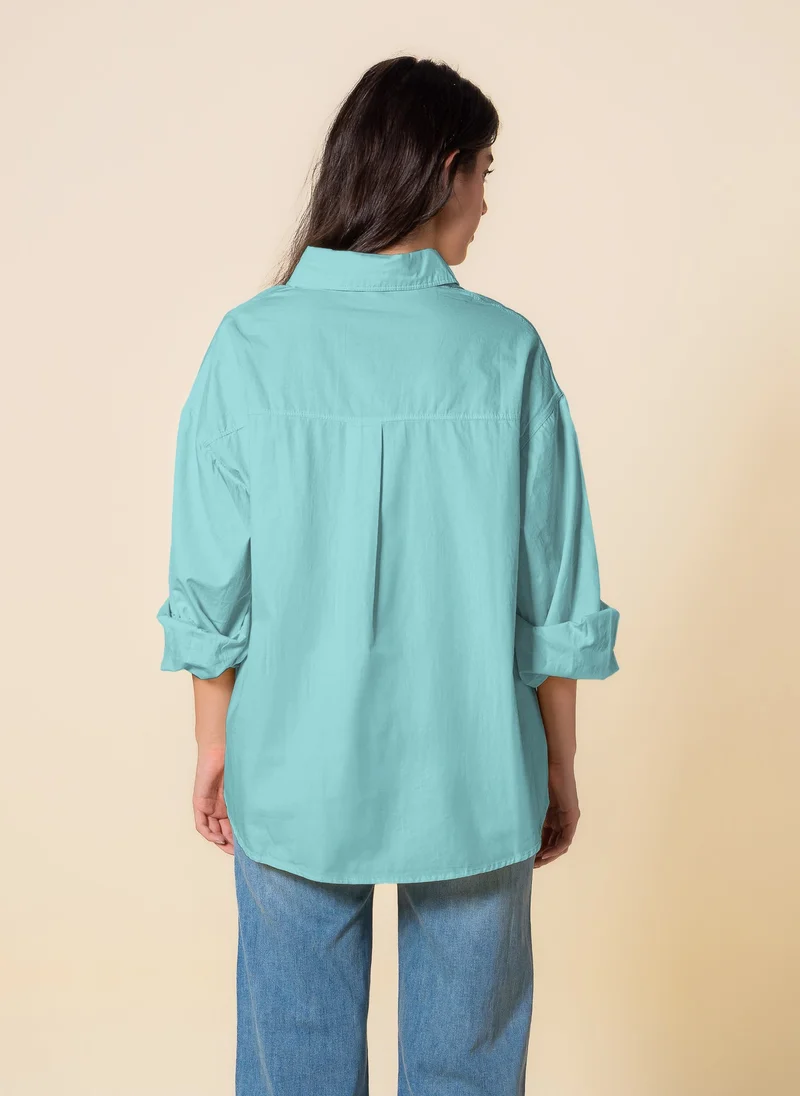 SHAPES DETAILED COTTON BLEND SHIRT