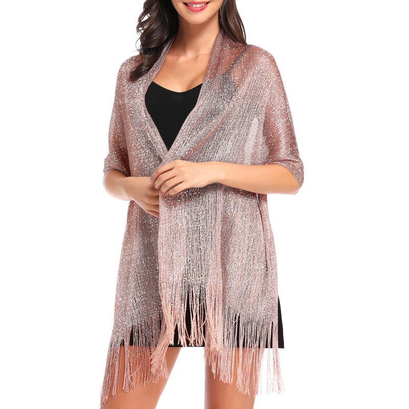 vimate Womens Shawls and Wraps, Rose Gold Shimmering Evening Shawls and Wraps for Party Dresses (Rose Gold) - Image 2