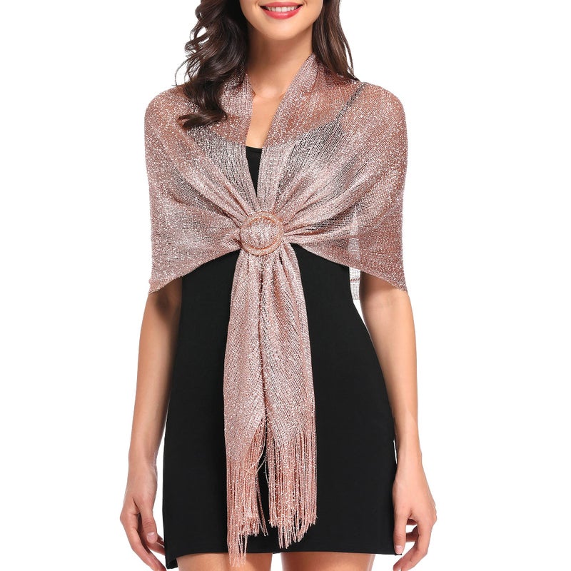 vimate Womens Shawls and Wraps, Rose Gold Shimmering Evening Shawls and Wraps for Party Dresses (Rose Gold) - Image 1