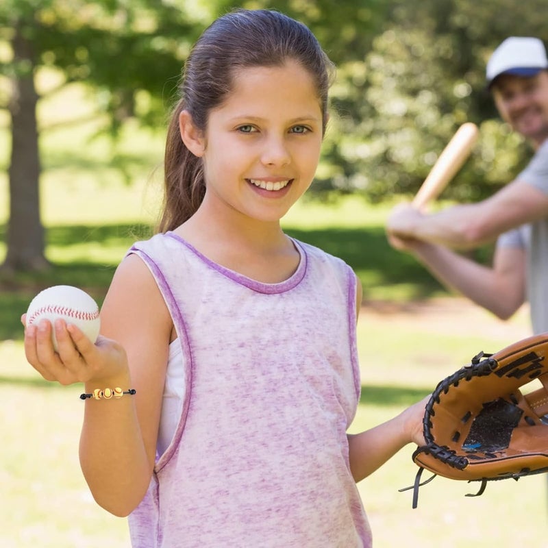 Luckam Softball Charm Bracelets 20 Pcs, Yellow Softball Beads, Adjustable Inspirational Sport Ball Wristbands, Teens Adults Sport Birthday Party Gift, Softball Favors for Team - Image 4