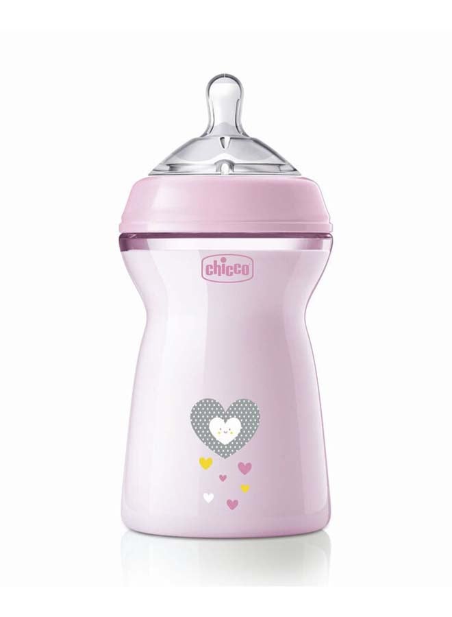 Chicco Natural Feeling Feeding Bottle (330ml, Slow) (Pink) - Image 1