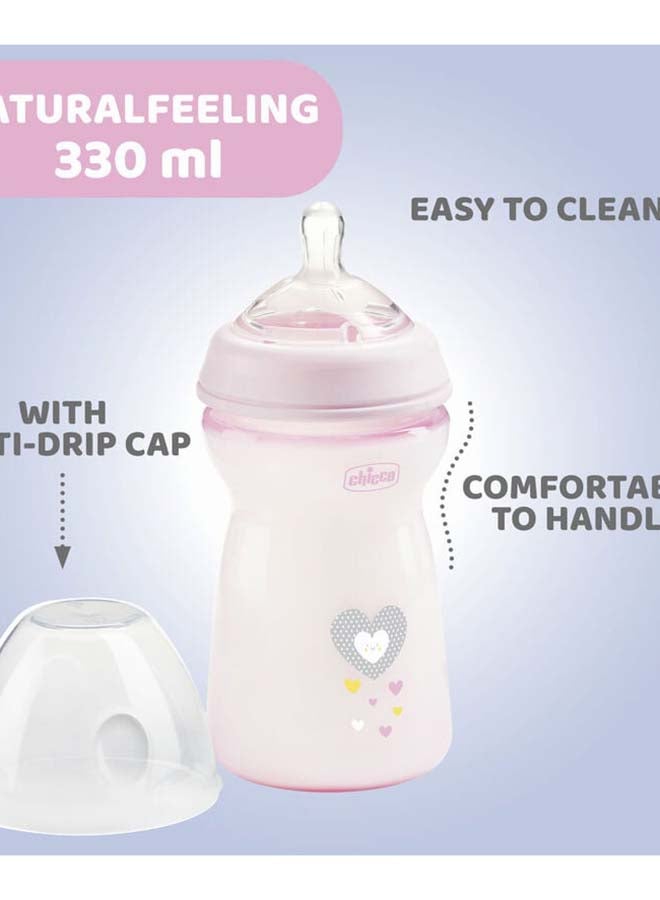 Chicco Natural Feeling Feeding Bottle (330ml, Slow) (Pink) - Image 4