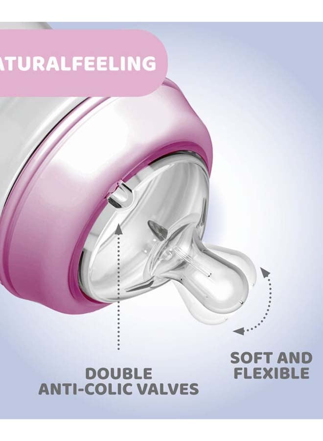 Chicco Natural Feeling Feeding Bottle (330ml, Slow) (Pink) - Image 2