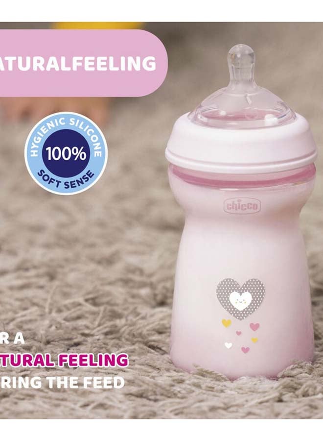 Chicco Natural Feeling Feeding Bottle (330ml, Slow) (Pink) - Image 3