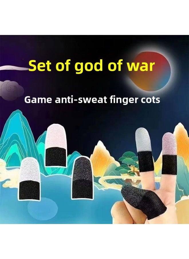 War Bear Silver Cloth Game Finger Cover Touch Screen Non-slip Sweat-proof Ultra-thin Breathable King Chicken Eating Artifact E-sports Hand Swim Finger Cover-Product Color:24-pin Silver Fiber Red Edge [pair]]  - Image 4