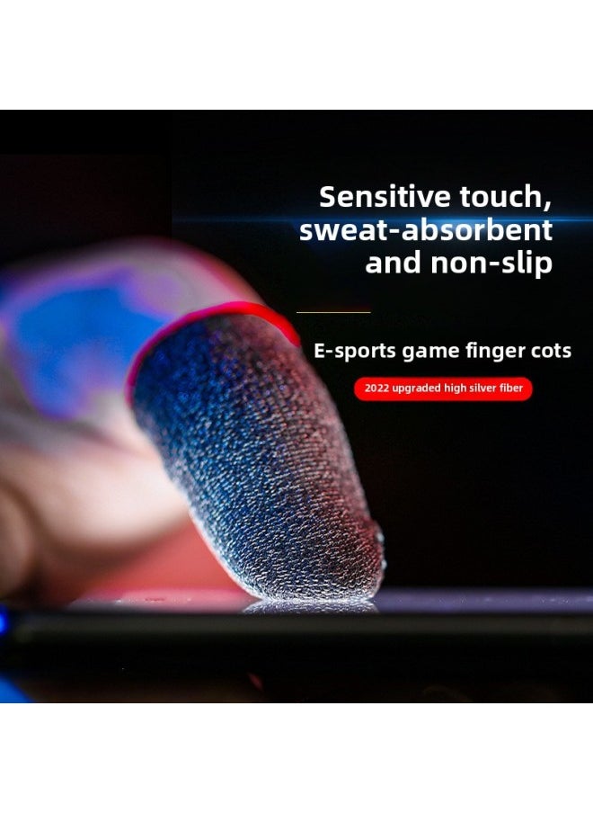 War Bear Silver Cloth Game Finger Cover Touch Screen Non-slip Sweat-proof Ultra-thin Breathable King Chicken Eating Artifact E-sports Hand Swim Finger Cover-Product Color:24-pin Silver Fiber Red Edge [pair]]  - Image 2