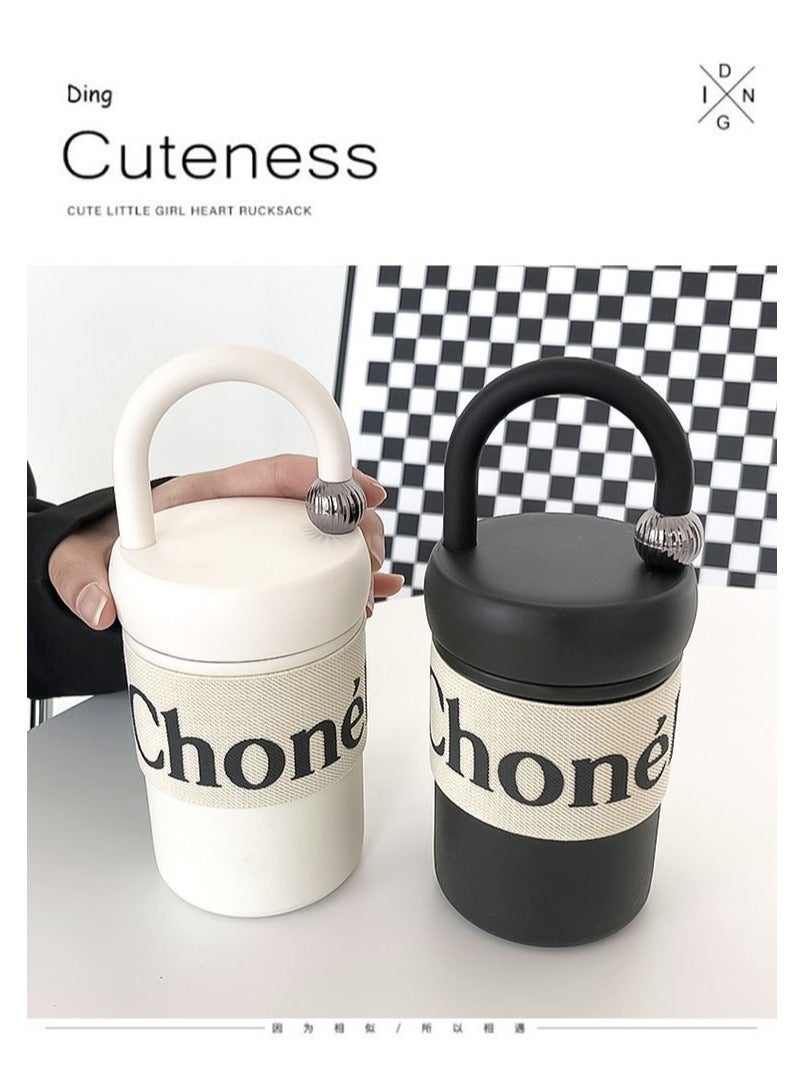 general Insulated cup simple stainless steel portable coffee cup popular fashion product delicate and sophisticated niche cup for work office leisure large capacity - black (400ml) - Image 2