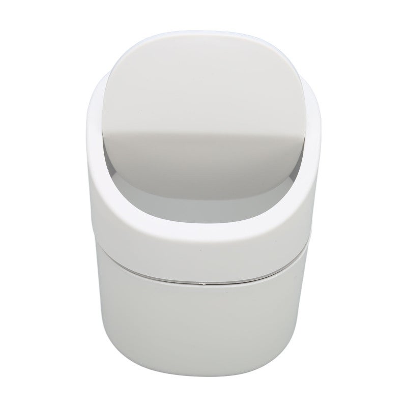 Desktop Garbage Can 2L Plastic Narrow Shape Odor Reduction Flip Cover - Button Operated Mini Desk Bin for Countertop Study Desk Needle Disposal - Image 1