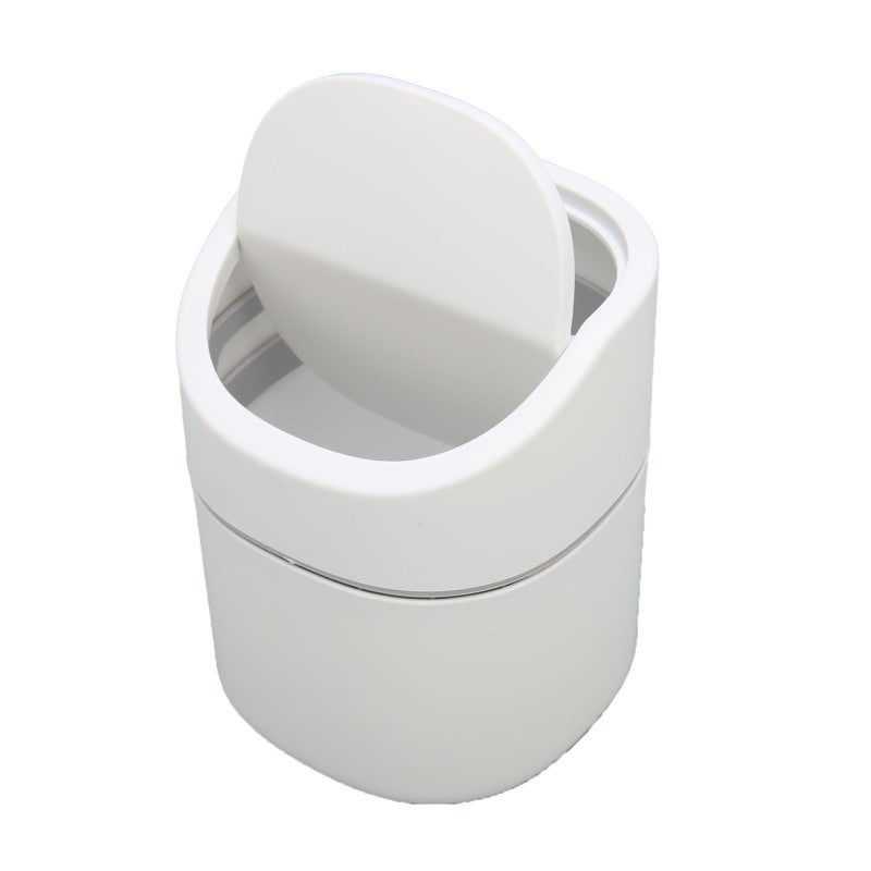 Desktop Garbage Can 2L Plastic Narrow Shape Odor Reduction Flip Cover - Button Operated Mini Desk Bin for Countertop Study Desk Needle Disposal - Image 3