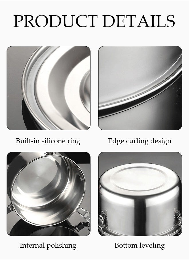 DUNISO 3-Piece Stainless Steel Round Storage Box With Lid, Refrigerator Refrigeration Container, Packaging Box, Sealed Lunch Box, Suitable For Travel, Work, Home Kitchen, Fruit, Lunch, Dried Fruit Packaging, Frozen Storage, Etc.  - Image 3