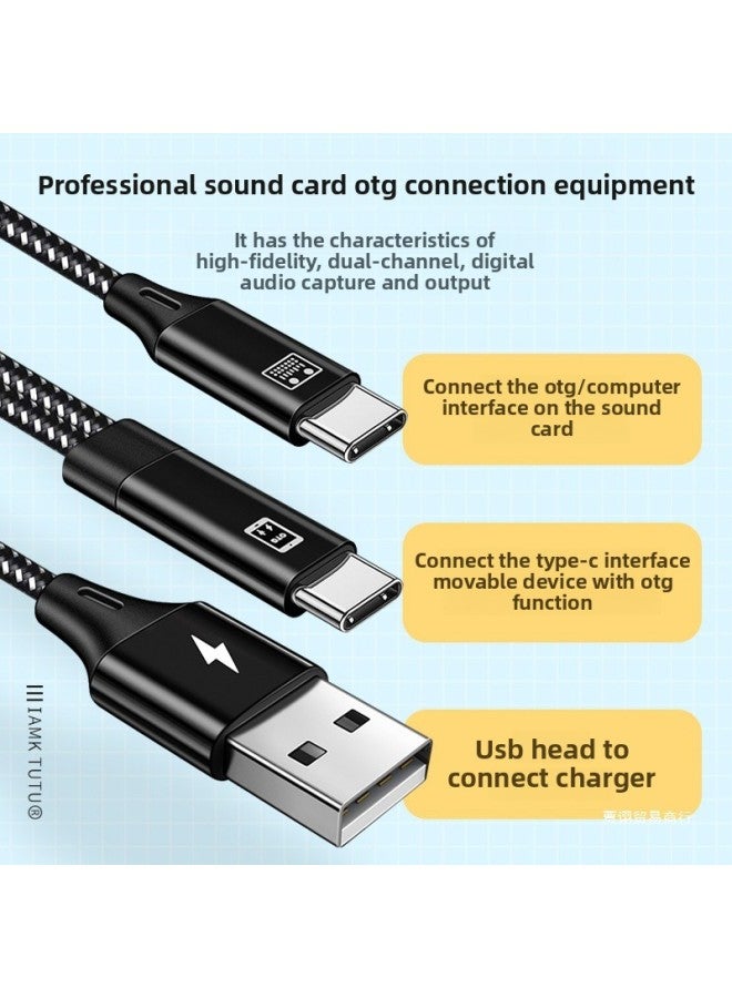 The OTG Live Broadcast Line Of The Live Broadcast Sound Card Supports The Use Of Android Universal Live Adapter Adapter While Charging.-Color:Pay Attention To The Sound Card Interface And Mobile Phone Interface Before Placing An Order-Model:[android To Type-c] Otg Live Broadcast Line