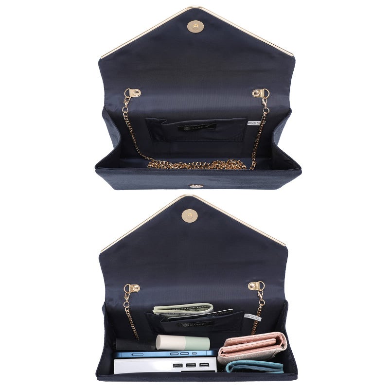 Dasein Women'S Evening Clutch Bags Formal Party Clutches Wedding Purses Cocktail Prom Clutches (1-(Gold Hardware) Navy) - Image 4