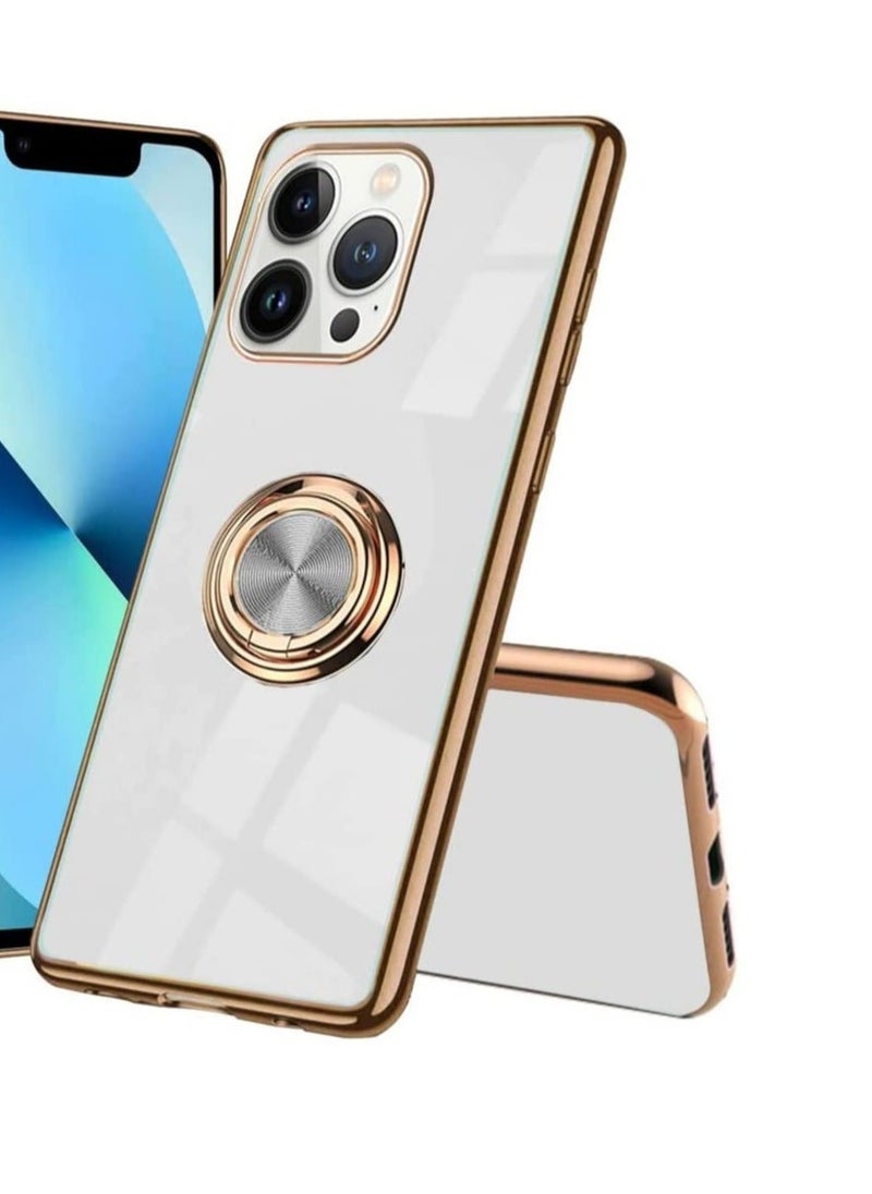 Raxoom Luxury Silicone TPU Shockproof Ring Holder Kickstand Slim Plated Phone Case Cover designed for iPhone 13 Pro Max - Image 1