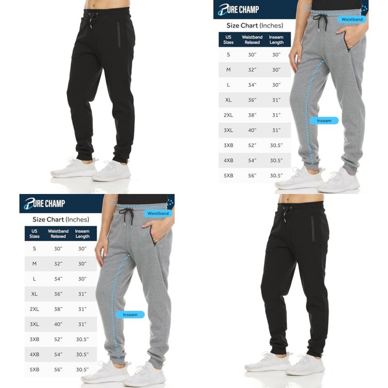 Mens 3 Pack Fleece Active Athletic Workout Jogger Sweatpants for Men with zipper pocket and Drawstring Size S-3 - Image 1