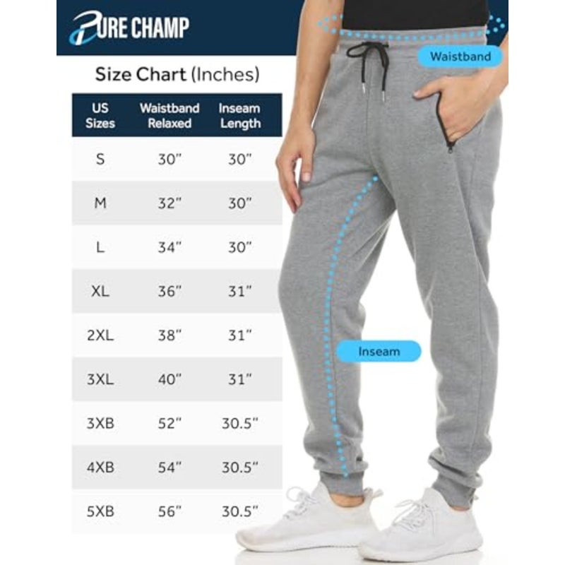 Mens 3 Pack Fleece Active Athletic Workout Jogger Sweatpants for Men with zipper pocket and Drawstring Size S-3 - Image 3