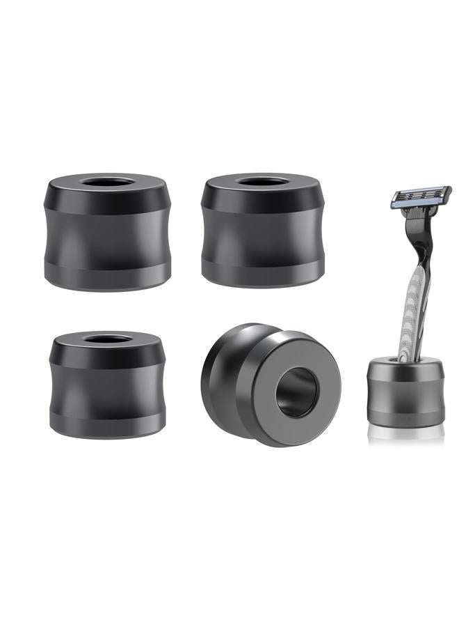 Linkidea 4 Pack Safety Razor Stand, Opening Dia 0.7" (18.5mm) Aluminum Alloy Men's Shaving Stand for Bathroom Countertops, Dark Grey - Image 1