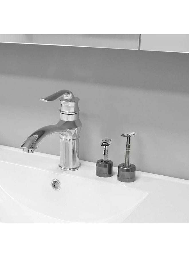 Linkidea 4 Pack Safety Razor Stand, Opening Dia 0.7" (18.5mm) Aluminum Alloy Men's Shaving Stand for Bathroom Countertops, Dark Grey - Image 5