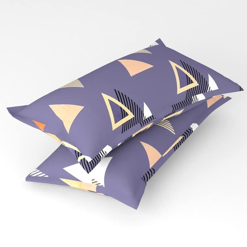 BSB HOME بي إس بي هوم 120 TC طقم ملاءة سرير مزدوج مطبوع بتقنية 3D مع 2 غطاء وسادة 110 GSM ناعم من الألياف الدقيقة القابلة للتنفس وخالي من التجاعيد 86 × 88 بوصة بنفسجي برتقالي - Image 5