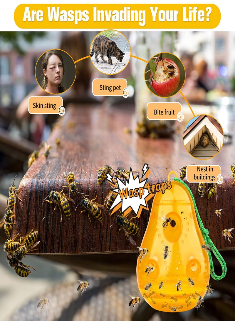 Zikra فخ الدبابير الخارجي المعلق، فخ الدبابير الصفراء المعلق، فخ طارد الدبابير الخارجي لدبابير النجارين للخارج، قاتل الدبابير، فخ الدبابير القاتل، فخ الدبابير على شكل كمثرى (2 قطعة) - Image 5