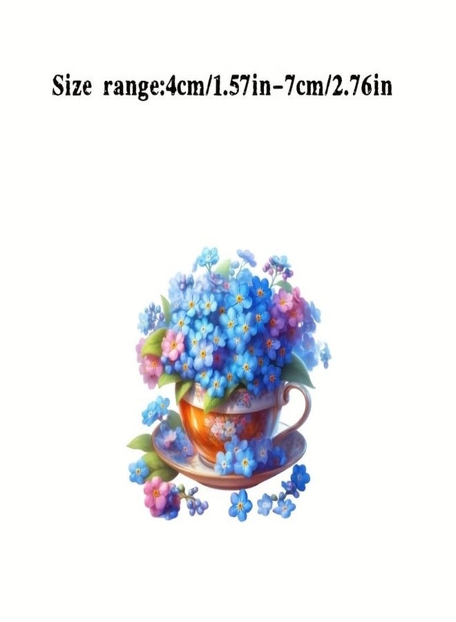 SLGIFT 20pcs Watercolor Spring Wildflowers Forget-Me-Not Floral Bouquet Blue Scrapbook Stickers - Image 3
