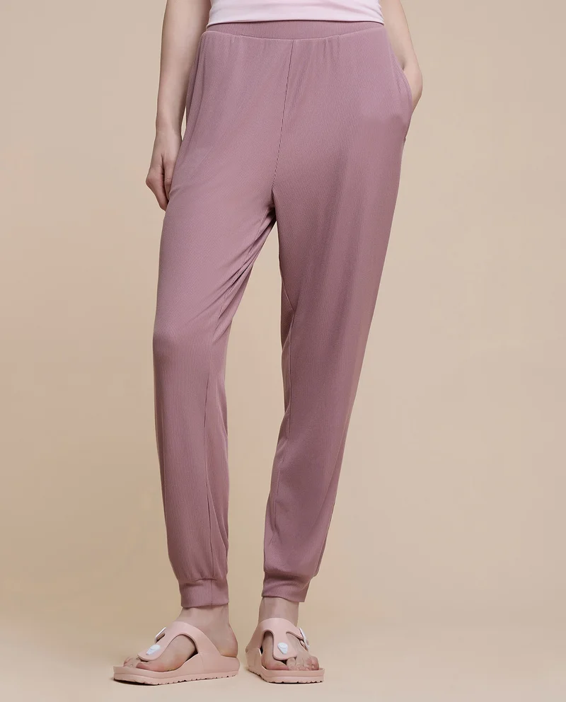 R&B Ribbed Joggers With Elastic Waist
