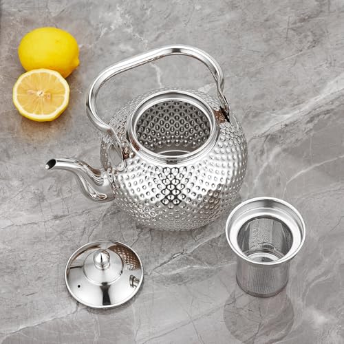 SANQIAHOME 2000ml teapot with Infuser stainless steel Water Boilers lifting handle Tea Maker Water Kettle for Induction/Gas silver - Image 5