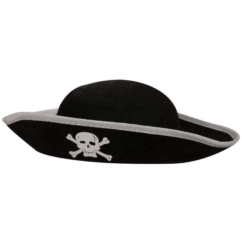 Wowow Toys & Games Pirate Hat | Kids Pirate Costume Accessory | Black Pirate Hat With Skull And Bones | Childrens Pirate Costume Hat | Kids Fancy Dress Accessories | Suitable For Ages 3+ - Image 1