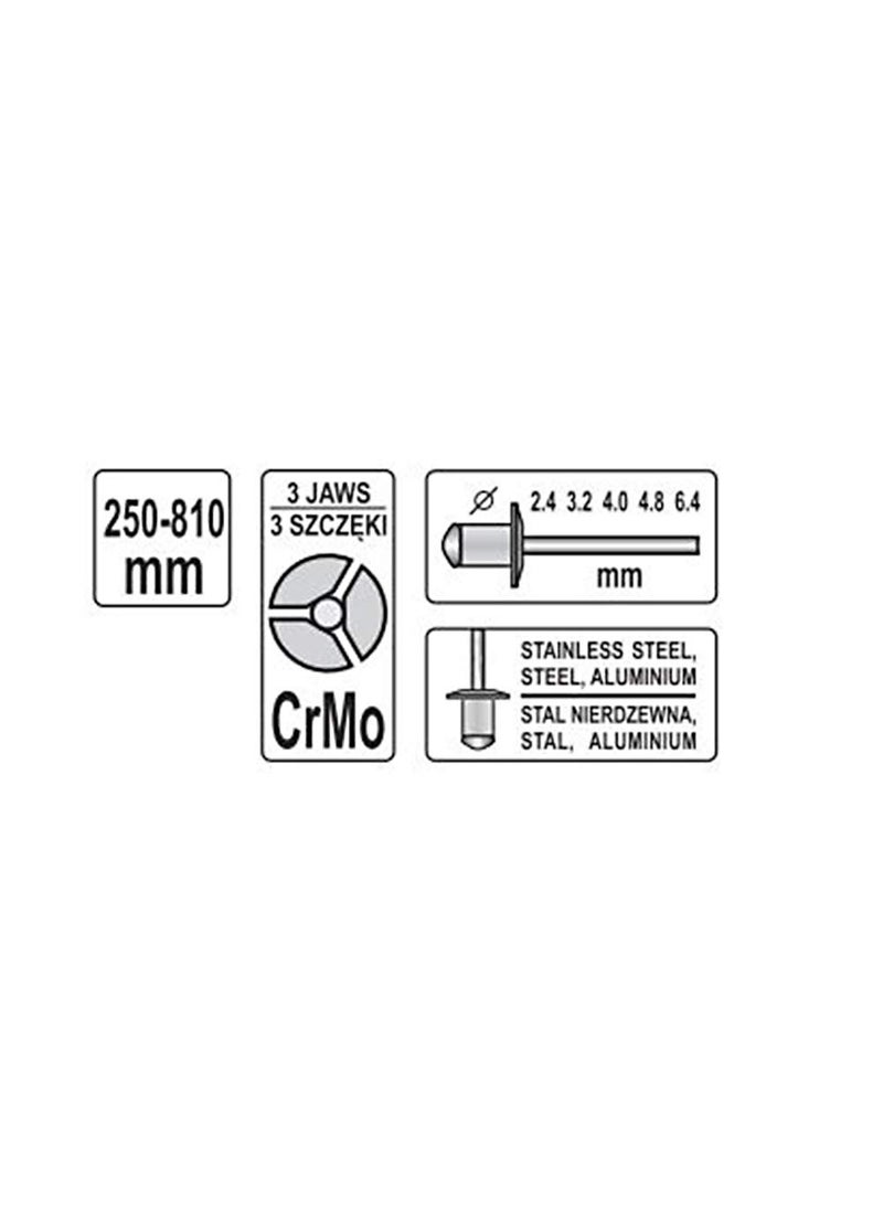 Yato Yato YT36060 Lazy Tongue Riveter 2464mmHand Riverting ToolsHand Riverter Sethand Rivet MachineForged Steel handle3jaw designCrV steelLength is 250mmIndustrial toolsCutting Power Tools  - Image 3