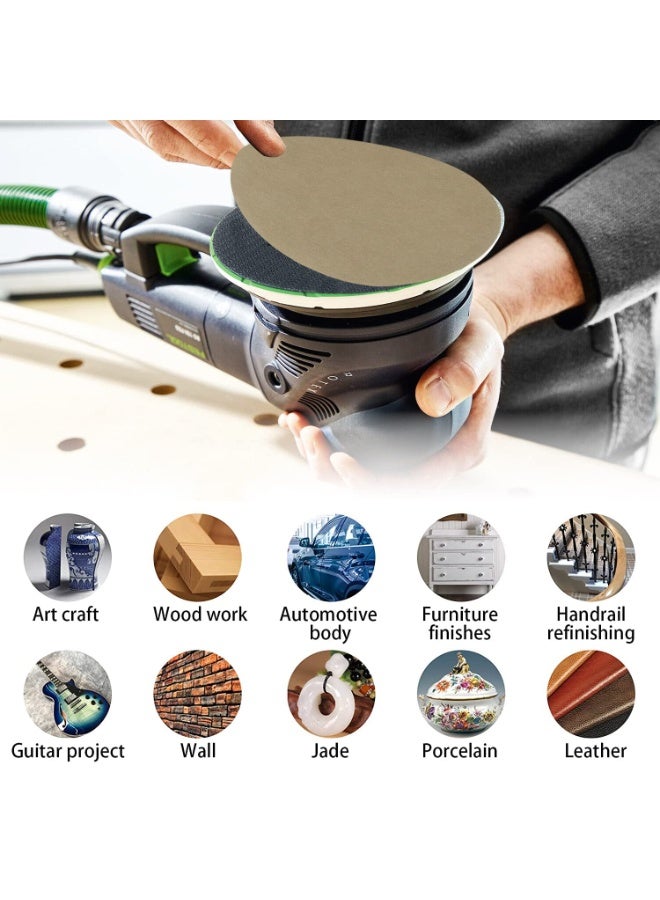 47PCS Water Grit Sandpaper 5 Inch with Hook and Loop Backing Pad 5/8-11 and Foam, Angle Grinder Attachments 400 to 10000 Grits, Wet Dry Sanding Discs Kit for Wood Metal - Image 5