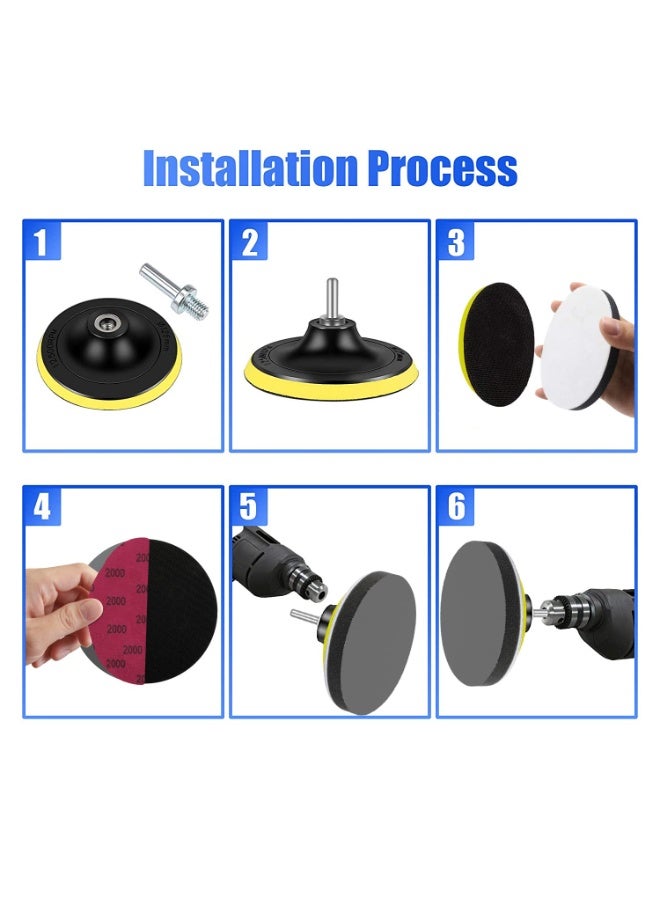 47PCS Water Grit Sandpaper 5 Inch with Hook and Loop Backing Pad 5/8-11 and Foam, Angle Grinder Attachments 400 to 10000 Grits, Wet Dry Sanding Discs Kit for Wood Metal - Image 4