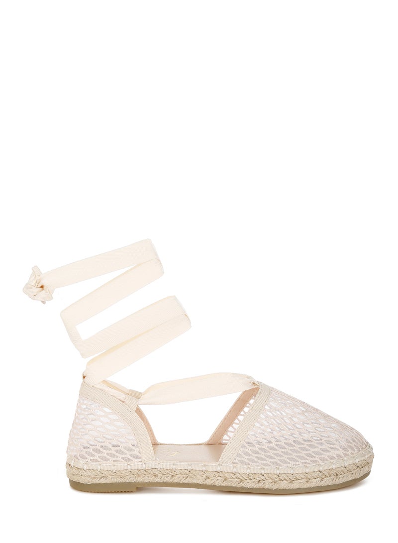 London Rag Women's Mesh Flat Espadrille Sandals In Beige - Image 1