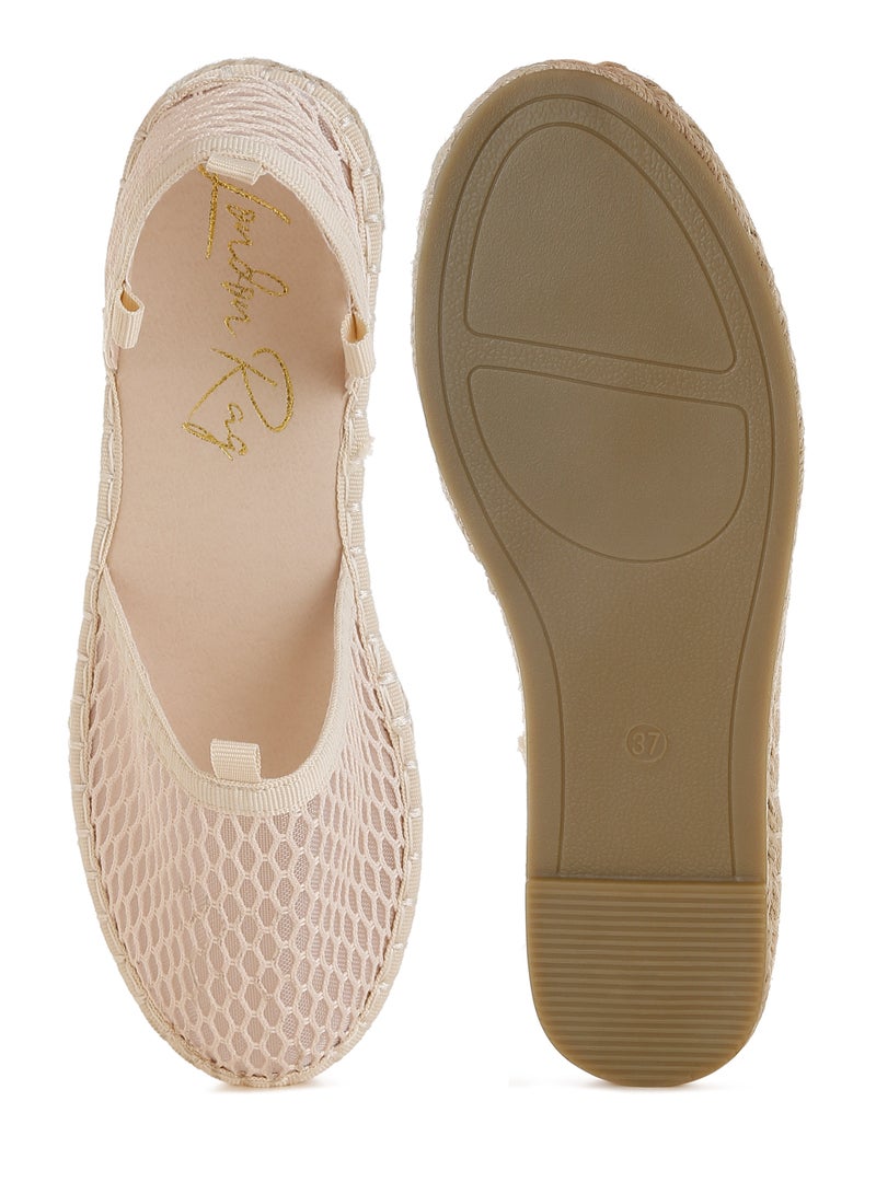 London Rag Women's Mesh Flat Espadrille Sandals In Beige - Image 5