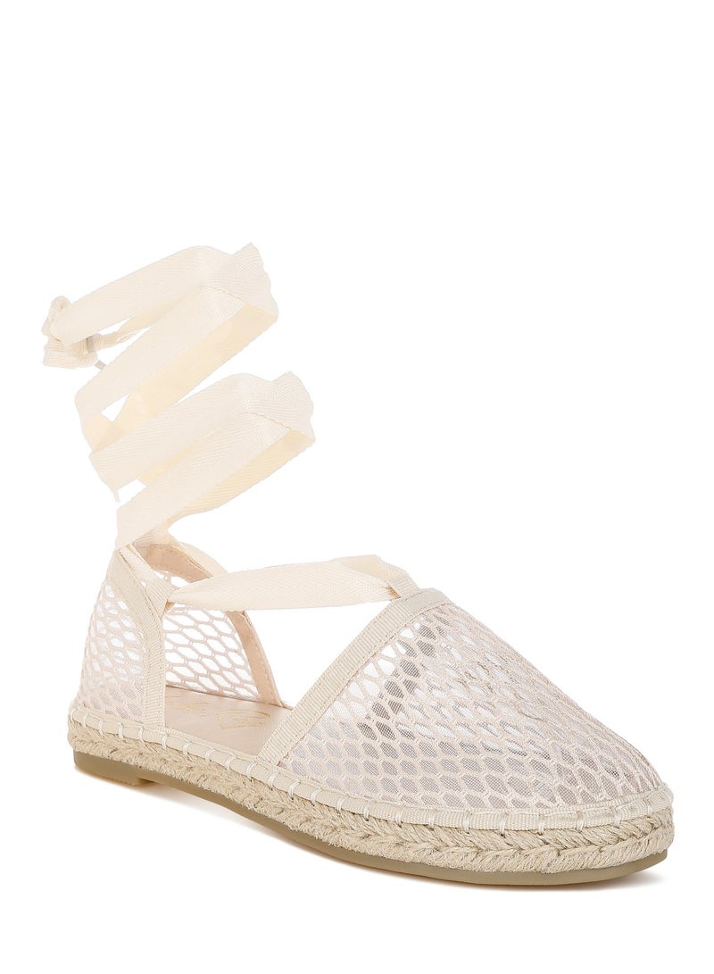 London Rag Women's Mesh Flat Espadrille Sandals In Beige - Image 2