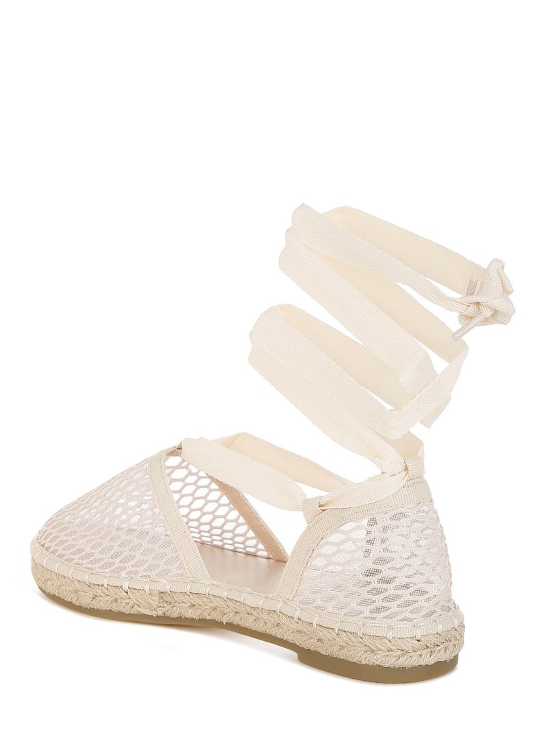 London Rag Women's Mesh Flat Espadrille Sandals In Beige - Image 3