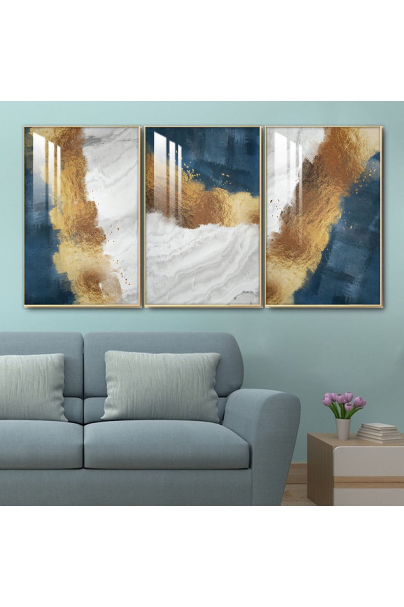 Marktna Three wooden wall painting with a frame and a clear acrylic layer - Image 1