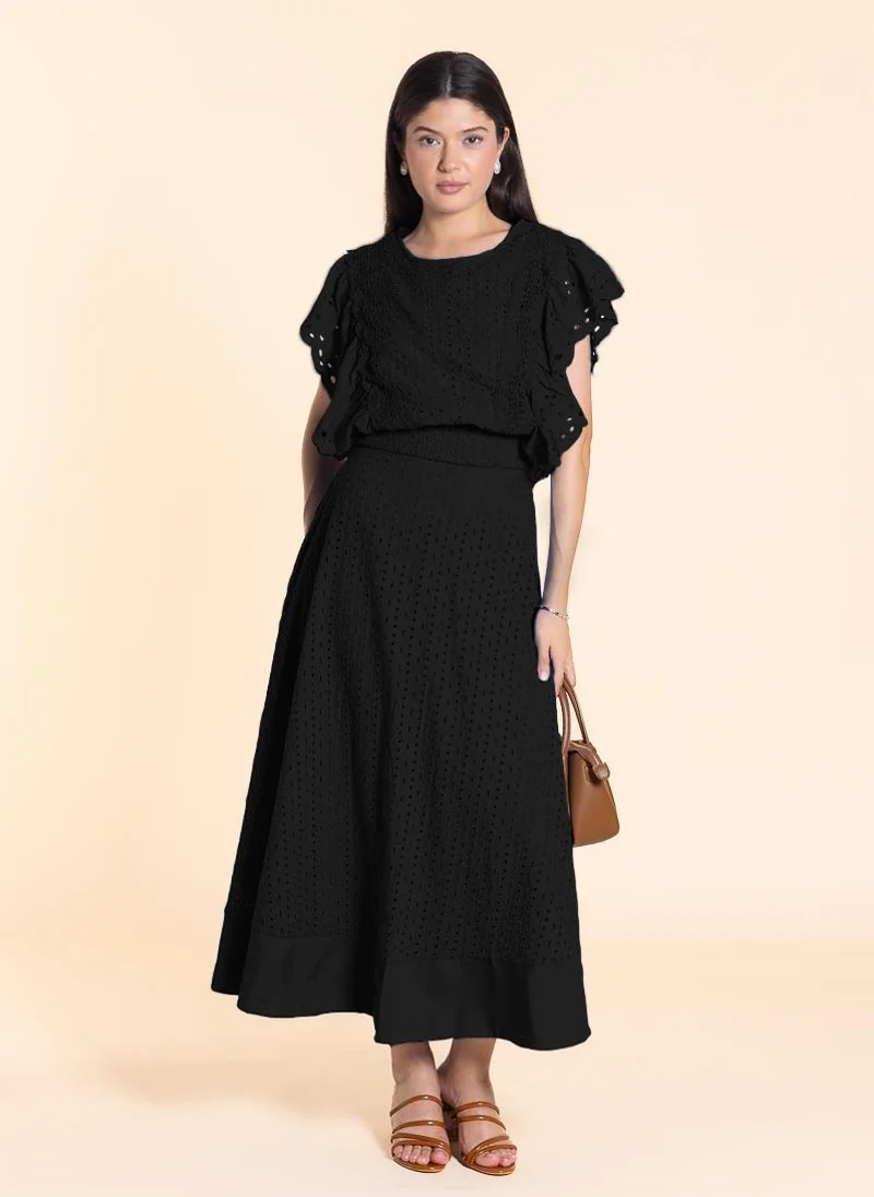 SHAPES DETAILED CUTWORK SKIRT SET