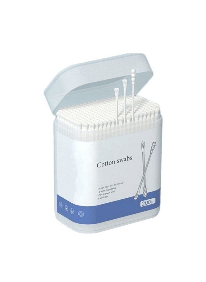 بيوينتي 200 قطعة من أعواد القطن الورقية للأطفال، أعواد قطنية مزدوجة الأطراف، منظفات أذن قطنية، أعواد تنظيف آمنة لتنظيف الأذن والأنف - Image 1
