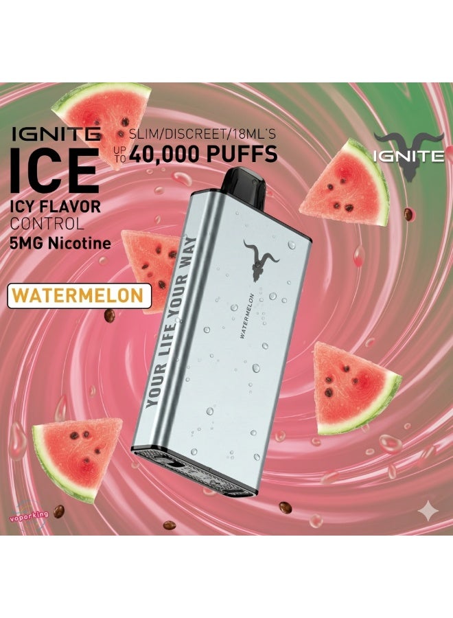 ignite Watermelon 40000 Puffs 5mg Nicotine Rechargeable Disposable Vape - Image 2