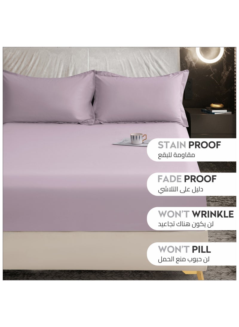 Donetella Bedding Fitted Sheet - Fits 180x200 Cm For King Bed - 3 Pcs (1 Fitted Sheet and 2 Pillowcases) - 35 Cm Deep Pocket - Solid Bed Sheet  - Image 3