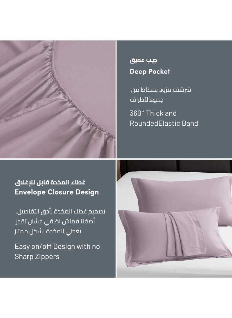 Donetella Bedding Fitted Sheet - Fits 180x200 Cm For King Bed - 3 Pcs (1 Fitted Sheet and 2 Pillowcases) - 35 Cm Deep Pocket - Solid Bed Sheet  - Image 5
