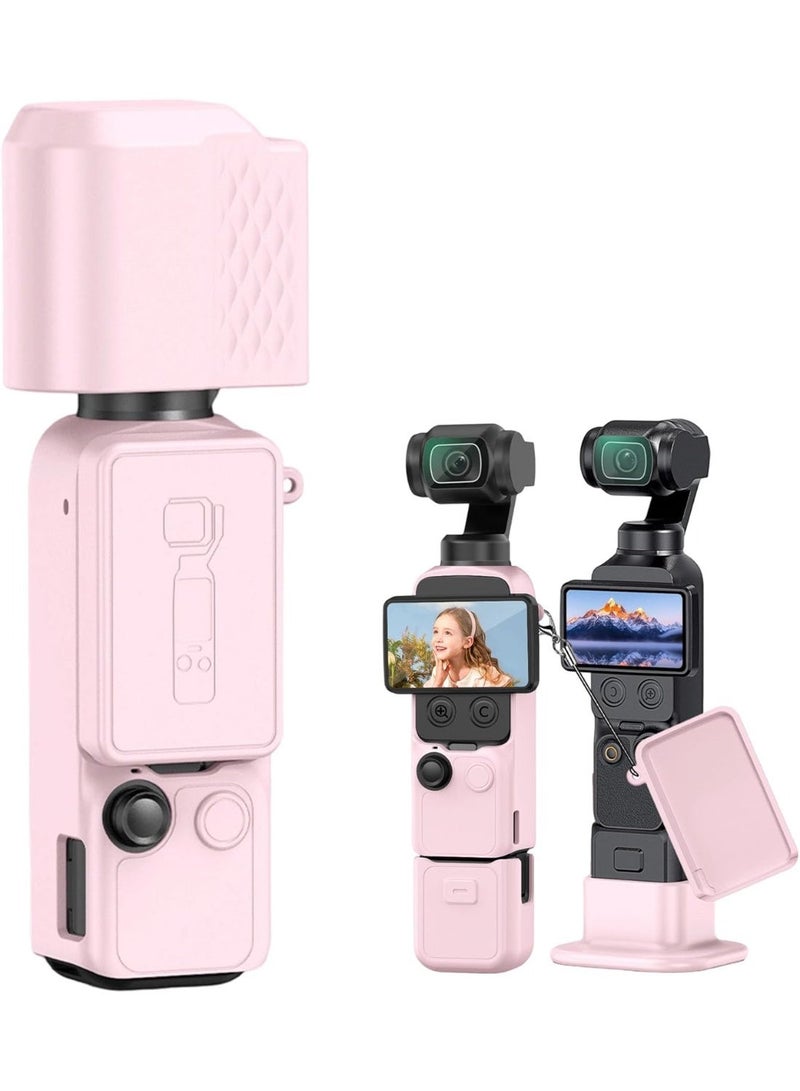 اكسيسن حافظة واقية من السيليكون لكاميرا DJI Osmos Pocket 4 مزودة بقاعدة ثابتة وحبل أمان ضد الضياع، متوافقة مع ملحقات Pocket 4 – مخصصة للتصوير اليومي وتدوين الفيديو أثناء السفر - Image 1