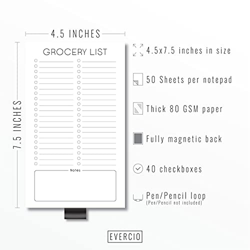 Evercio Grocery List Magnetic Notepad for Refrigerator | For Shopping Lists Minimalistic Memo Note Pad for Fridge | Office Gift for Coworkers Kitchen | 4.5x7.5 Inches, 50 Sheets - Image 3