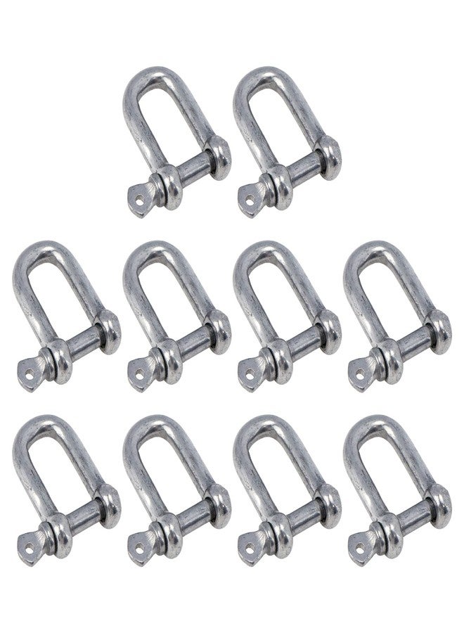 Sydien S SYDIEN 10pcs M4 3/16 Inch Stainless Steel D Ring Shackles Marine Grade Screw Pin Anchor Shackle - Image 1