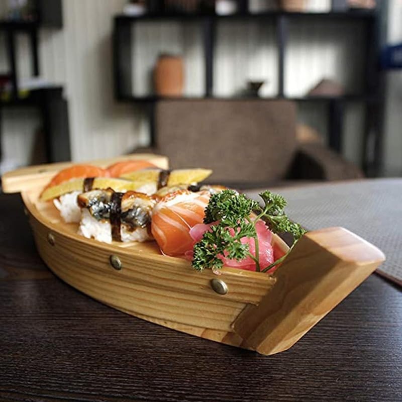 DOITOOL Wooden Sushi Serving Tray Boat Plate for Restaurant or Home - Image 2