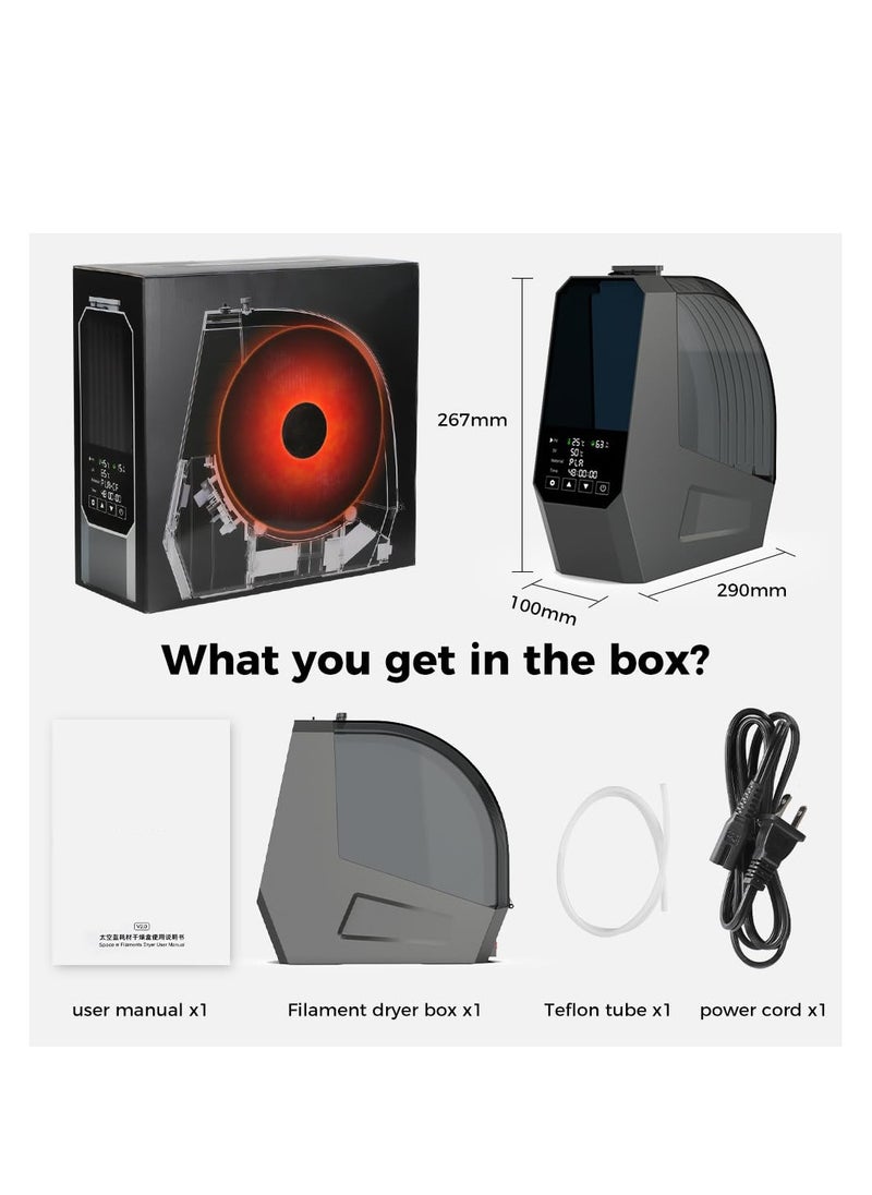 3D Printer Filament Dryer Box, 3D Printer Filament Dryer Box with Built-in Fan Filament Storage Holder Filament Dehydrator for 1KG 1.75/2.85mm One-Key Setting for PLA PETG ABS TPU Nylon