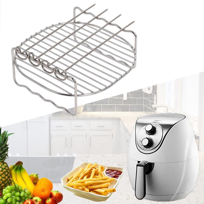 SQUISHCO 5Pcs Grill Stand, Grill Rack for Air Fryer 7 inches,Round Grill Rack with 4Pcs Skewers, Durable Air Fryer Accessories for Even Cooking - Image 2