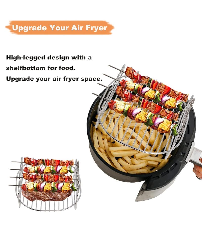 SQUISHCO 5Pcs Grill Stand, Grill Rack for Air Fryer 7 inches,Round Grill Rack with 4Pcs Skewers, Durable Air Fryer Accessories for Even Cooking - Image 5